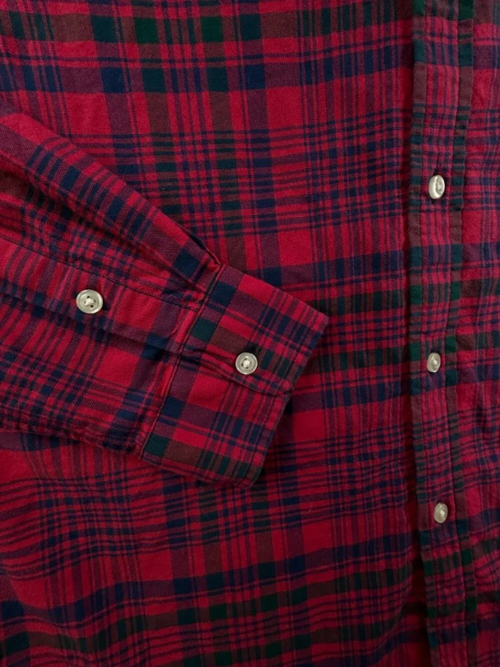 Ralph Lauren Boys Long Sleeve Button Up Oxford Red Blue Plaid XL 18-20 Cotton